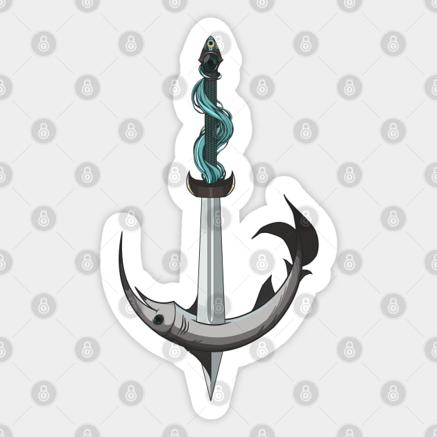 Swordfish Anchor Sticker by Chrononimbus